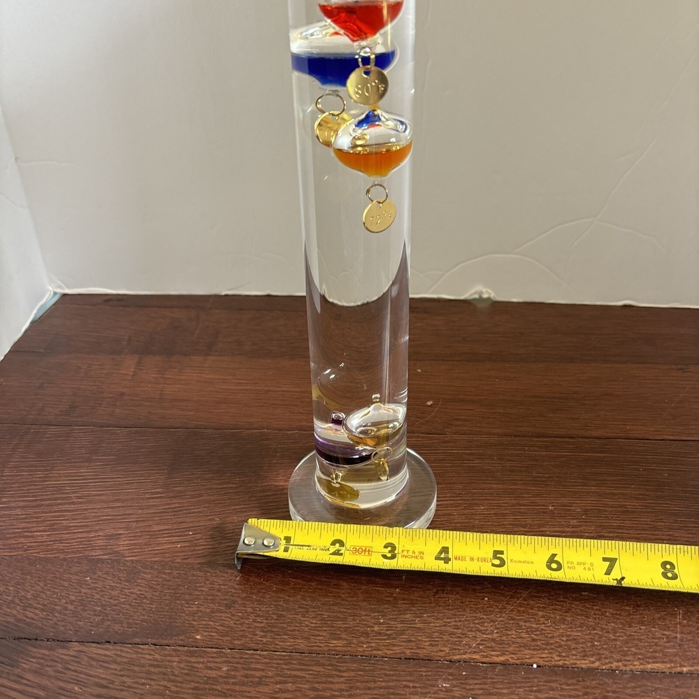 Galileo Thermometer Sink Glass Orb Floating Glass Bubbles 13" Tall Free Standing - Picture 6 of 7